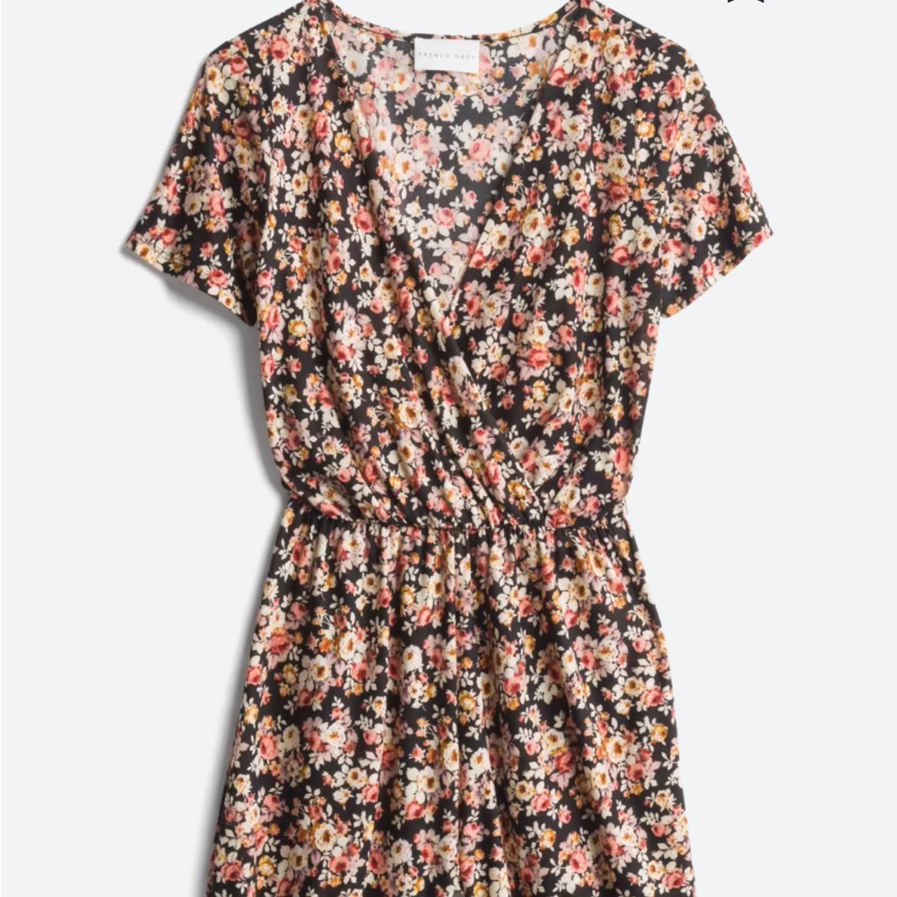 French Grey Flower Romper Medium